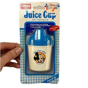 Walt Disney Vtg 80's Playskool Mickey Mouse Juice Cup w/lid USA Made New